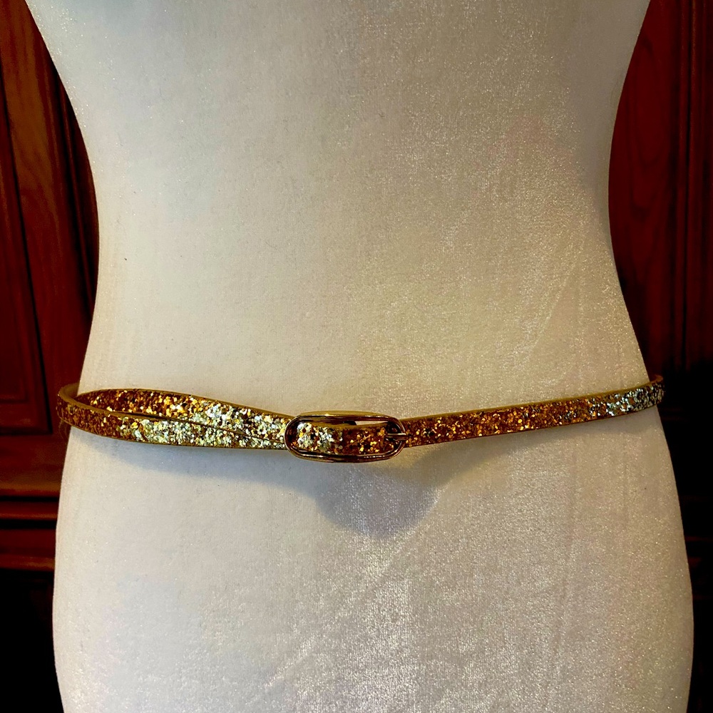 Gold Glitter Skinny Belt - M/L